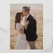 Invitation En Aluminium Mariage photo moderne Chic Gold Foil Olive Green (Verso)