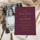 Invitation En Aluminium Mariage photo moderne Elegance Vin et or