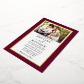 Invitation En Aluminium Mariage photo moderne Elégant Bourgogne Or (Rotation)