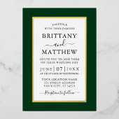 Invitation En Aluminium Mariage photo moderne élégant Vert Or (Recto)