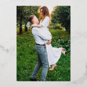 Invitation En Aluminium Mariage photo moderne élégant Vert Or (Verso)