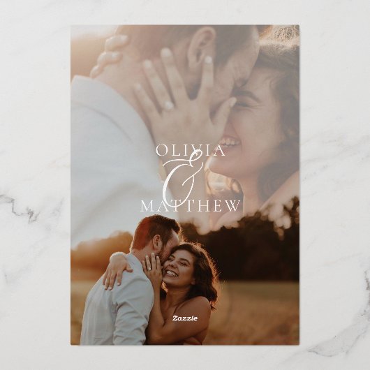 Invitation En Aluminium Mariage photo moderne Gold Black et White (Verso)