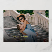 Invitation En Aluminium Mariage photo moderne manuscrit Rose or (Recto)