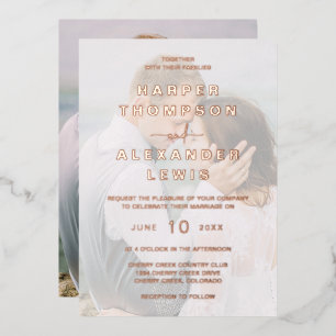 Invitation En Aluminium Mariage photo moderne Rose or