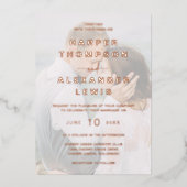 Invitation En Aluminium Mariage photo moderne Rose or (Recto)