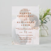 Invitation En Aluminium Mariage photo moderne Rose or (Debout devant)