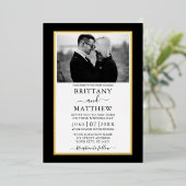 Invitation En Aluminium Mariage photo noir et blanc moderne (Debout devant)
