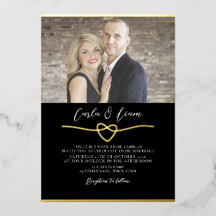 Invitation En Aluminium Mariage photo noir et or