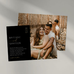 Invitation En Aluminium Mariage Photo Or Noir Moderne