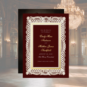 Invitation En Aluminium Mariage Photo Papier Dentelle Vintage Économisez l