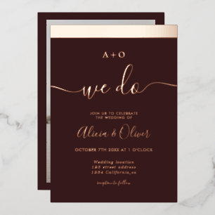 Invitation En Aluminium Mariage photo rayure or rose initiales rouge