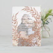 Invitation En Aluminium Mariage photo rose Gold Flower Wreath Emerald (Debout devant)