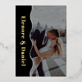 Invitation En Aluminium Mariage photo Side Wave Black & White (Recto)