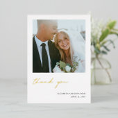 Invitation En Aluminium Mariage photo simple Gold Foil (Debout devant)