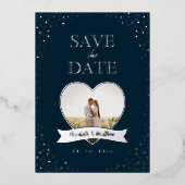 Invitation En Aluminium Mariage photo simple moderne en couple Enregistrer (Recto)