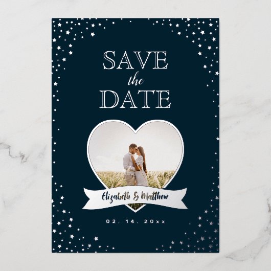 Invitation En Aluminium Mariage photo simple moderne en couple Enregistrer (Recto)