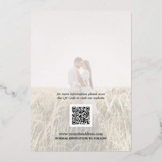 Invitation En Aluminium Mariage photo simple moderne en couple Enregistrer (Verso)