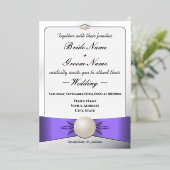 Invitation En Aluminium Mariage photo Sleek Lavender & Silver Pearl Ribbon (Debout devant)