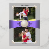 Invitation En Aluminium Mariage photo Sleek Lavender & Silver Pearl Ribbon (Verso)