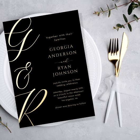 Invitation En Aluminium Mariage photo sombre de la monographie de script s
