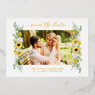 Invitation En Aluminium Mariage Photo Sunflowers Garland Chic Spring