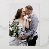 Invitation En Aluminium Mariage photo texte simple Merci réel (Verso)