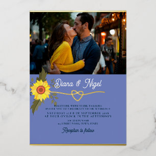 Invitation En Aluminium Mariage Photo Tournesol Rétro Moderne