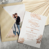 Invitation En Aluminium Mariage photo Tropical Palm Rose Gold Foil