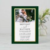 Invitation En Aluminium Mariage photo vert moderne Elegant Or (Debout devant)