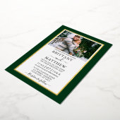 Invitation En Aluminium Mariage photo vert moderne Elegant Or (Rotation)