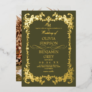 Invitation En Aluminium Mariage photo vert olive royal