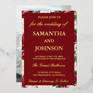 Invitation En Aluminium Mariage Photographique Floral Ivoire de Style Mode