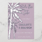 Invitation En Aluminium Mariage Plage de palmiers d'argent (Recto)