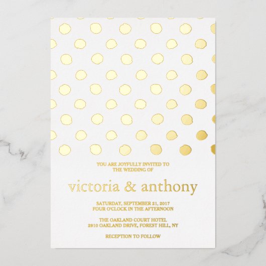 Invitation En Aluminium Mariage Pois moderne Real (Recto)