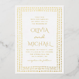 Invitation En Aluminium Mariage pois or. Élégant géométrique simple