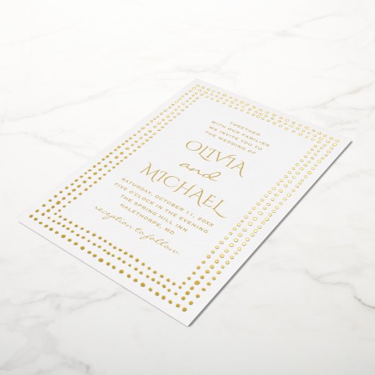 Invitation En Aluminium Mariage pois or. Élégant géométrique simple (Rotation)
