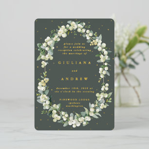 Invitation En Aluminium Mariage Réception uniquement boule de neige verte