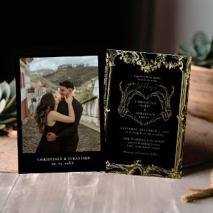 Invitation En Aluminium Mariage rétro Halloween crâne gothique