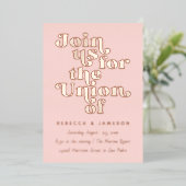 Invitation En Aluminium Mariage rétro Union Blush Rose Turquoise (Debout devant)