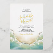 Invitation En Aluminium Mariage riverain bleu océan tropical (Recto)