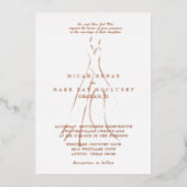 Invitation En Aluminium Mariage robe mariée Parents Mariage Rose Or (Recto)