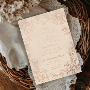 Invitation En Aluminium Mariage romantique à la chinoiserie or rose antiqu