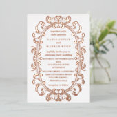 Invitation En Aluminium mariage romantique Art nouveau rose (Debout devant)