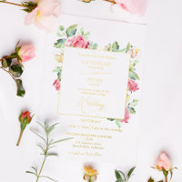 Mariage romantique aux roses en aquarelle rose pou