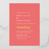 Invitation En Aluminium Mariage rose chaud Retro Summer Gold Foil (Recto)