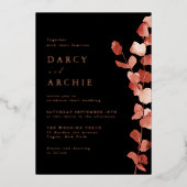 Invitation En Aluminium Mariage rose d'Eucalyptus à huile d'or (Recto)