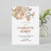 Invitation En Aluminium Mariage Rose d'or à huile d'orchidées blanches tro (Debout devant)