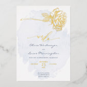 Invitation En Aluminium MARIAGE | Rose doré sur Dusty Blue (Recto)