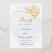 Invitation En Aluminium MARIAGE  | Rose doré sur fond bleu poussiéreux (Recto)