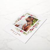 Invitation En Aluminium Mariage rose et rouge Fleurs et branches Photo (Rotation)